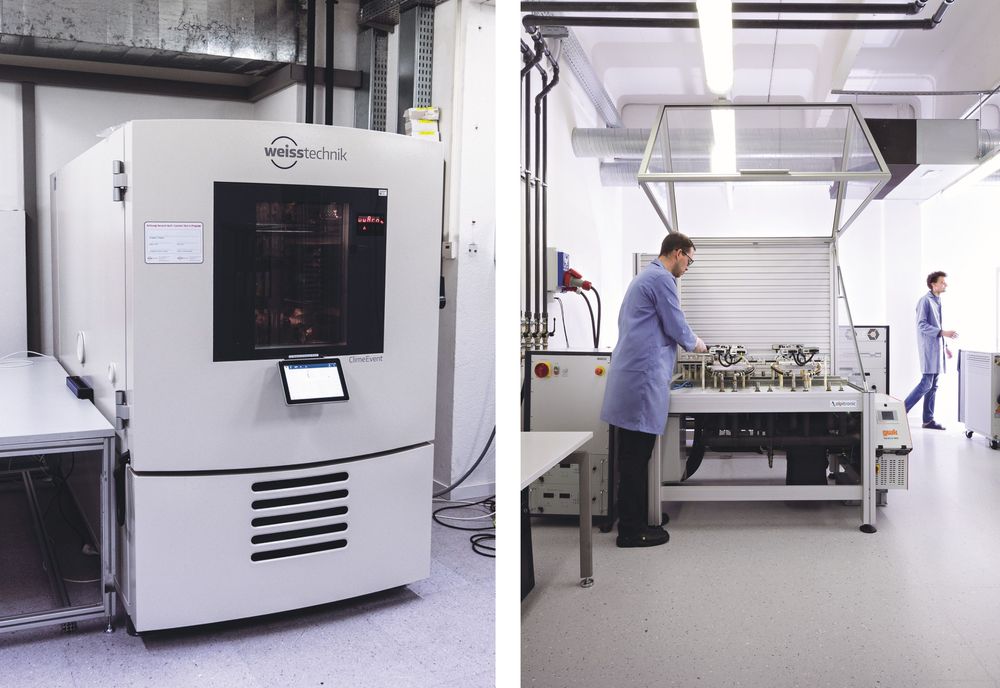 Environmental
test chamber (left) - high
current load cycle test
bench for power modules
(right)